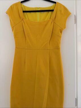 Trina Turk Mustard Yellow Midi Sheath Dress